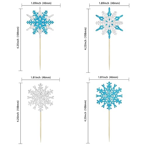 Miniatura 3 de Gyufise 24 adornos de copo de nieve para cupcakes de doble capa, selecciones de cupcakes congelados, decoraciones de pasteles de invierno para