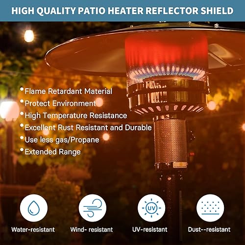 Miniatura 6 de Escudo reflector para calentador de patio, pieza de repuesto para calentadores de propano para exteriores, cúpula superior, montaje de 3 agujeros
