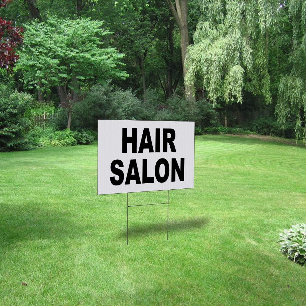 Fastasticdeals Weatherproof Yard Sign Hair Salon Black Lawn Garden & Spa 18x12 Inches 2 Sides Print