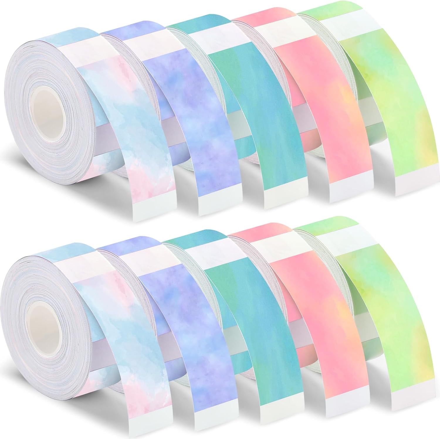 1600 Pcs Label Tapes Compatible with D30 Label Printer Laminated Labeling Stickers Thermal Labels for Home Office, Watercolor 15 x 40 mm