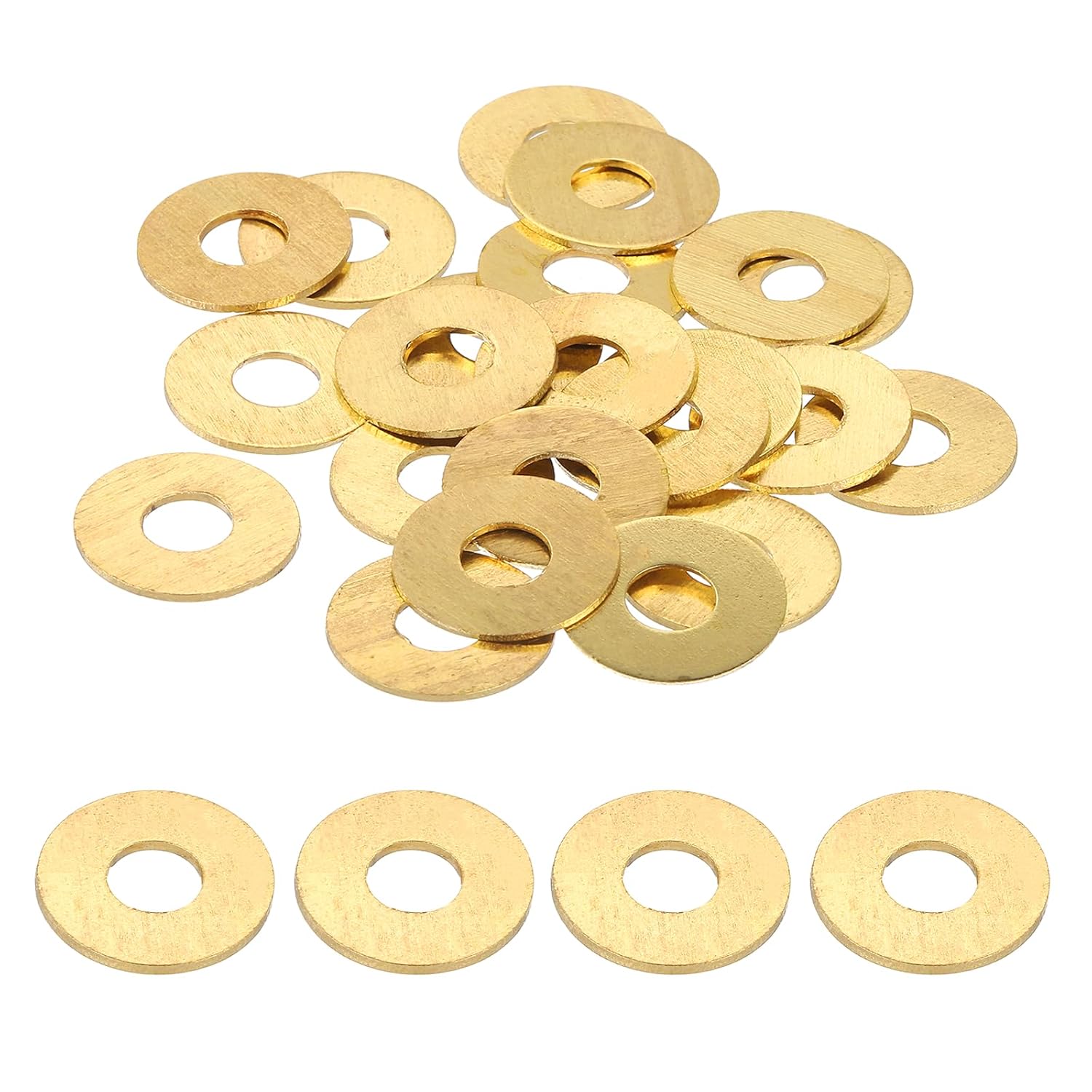 PATIKIL M5 Flat Washers, (5mm ID 14mm OD 1mm Thickness, Golden) (32 Pcs), Brass Metric Sealing Gasket Ring Crush Washer Spacers for Faucets/Garden/Bolts/Screws/Hose Pipe