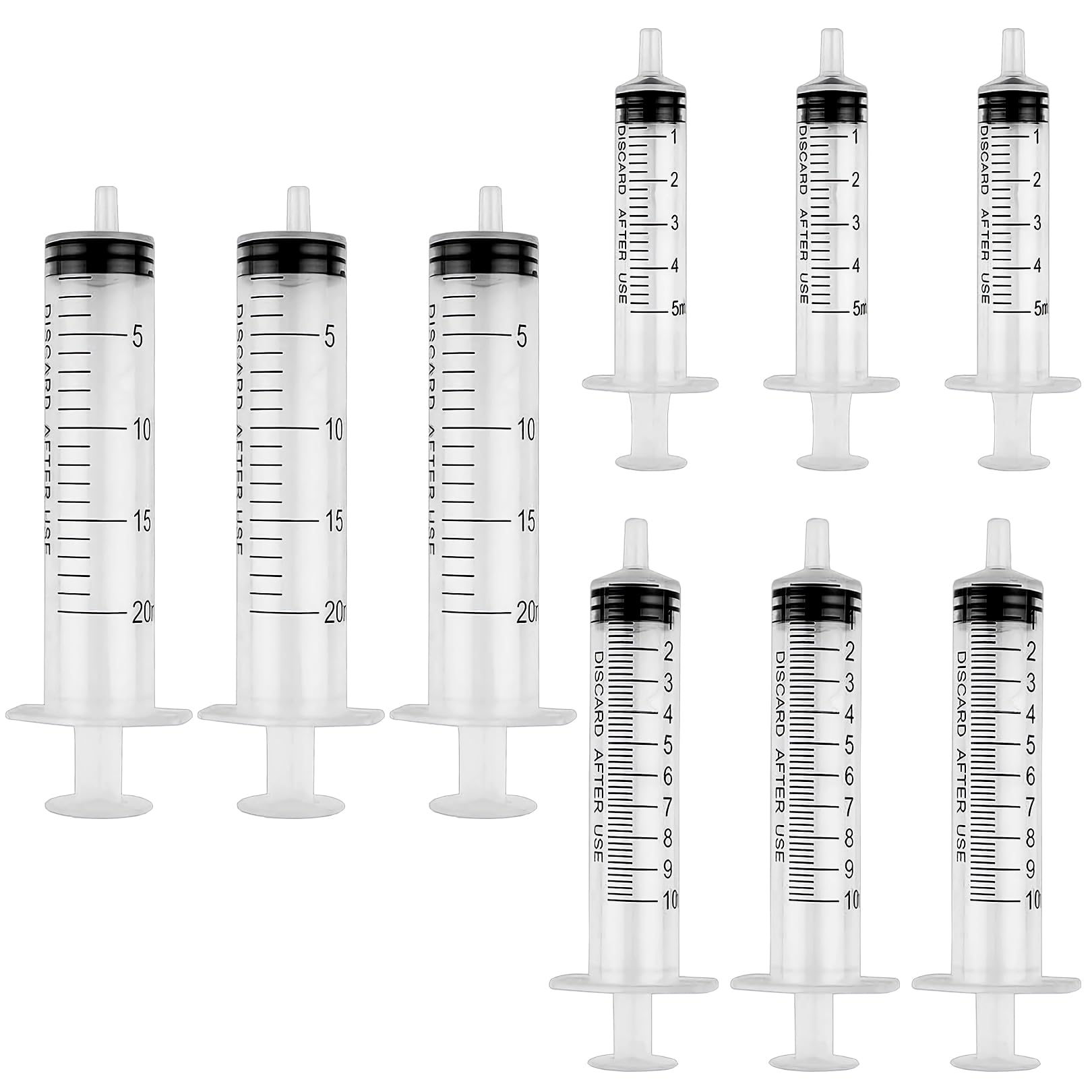 5ml Syringe,10ml Syringes,20ml Plastic Syringe,Disposable Feeding Syringe,Liquid Measuring Syringe Tools for Scientific Labs, Measuring,Watering,Refilling,Feeding Pets,Oil or Glue Applicator (9 Pack)