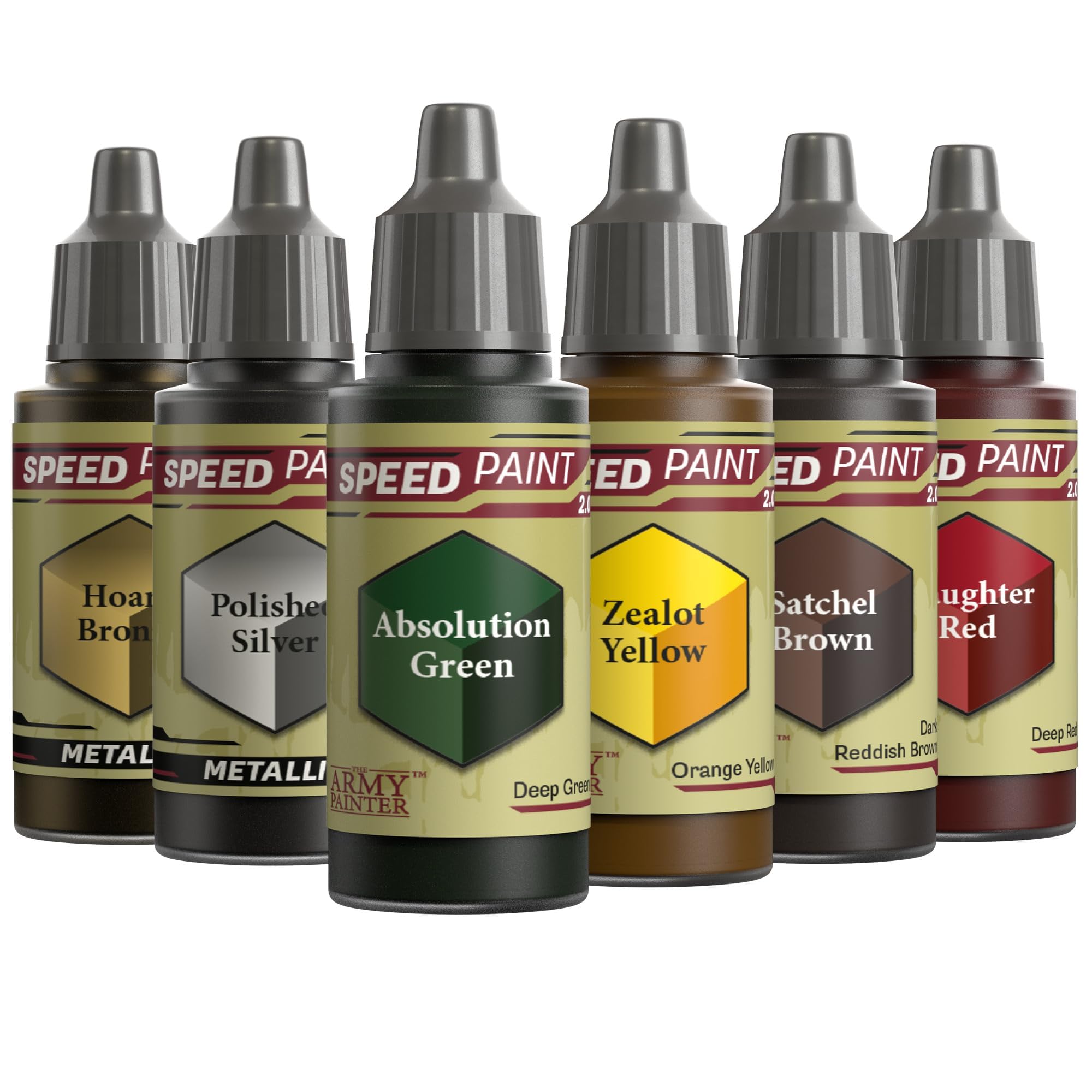 The Army Painter Sci-Fi Colours Speedpaint 2.0 Bundle, 6 X 18 Ml Acrylic Paints With Gold, Silver, Green, Yellow, Brown & Red - Miniature Paint For D&D & Warhammer Miniatures