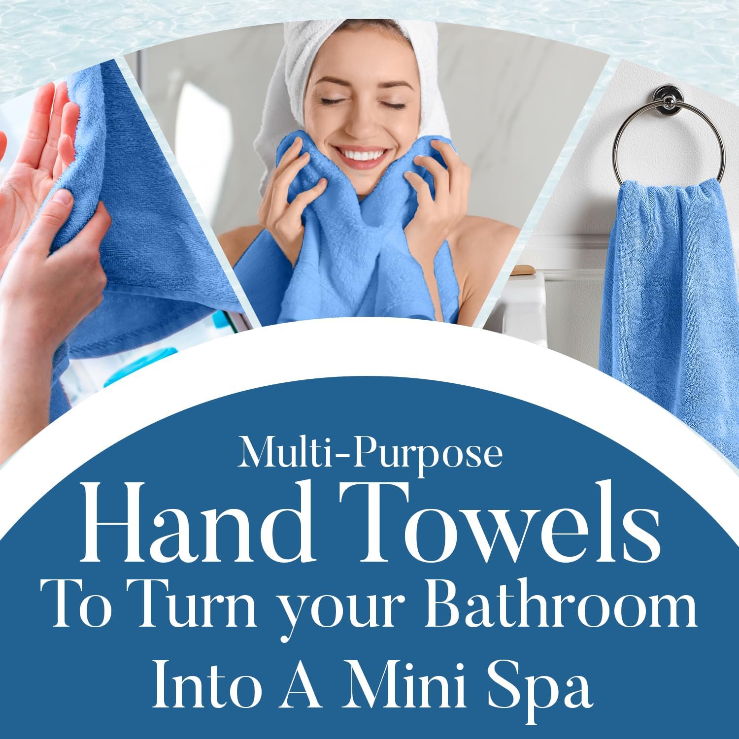 DAN RIVER 6-Pack Premium Hand Towels (16x28 Inches) - 100% Cotton, Ultra Soft, Lightweight, Highly Absorbent Towels for Bathroom, Spa, Gym, Salon, Hotel, and Travel - Medium Blue - Image 7