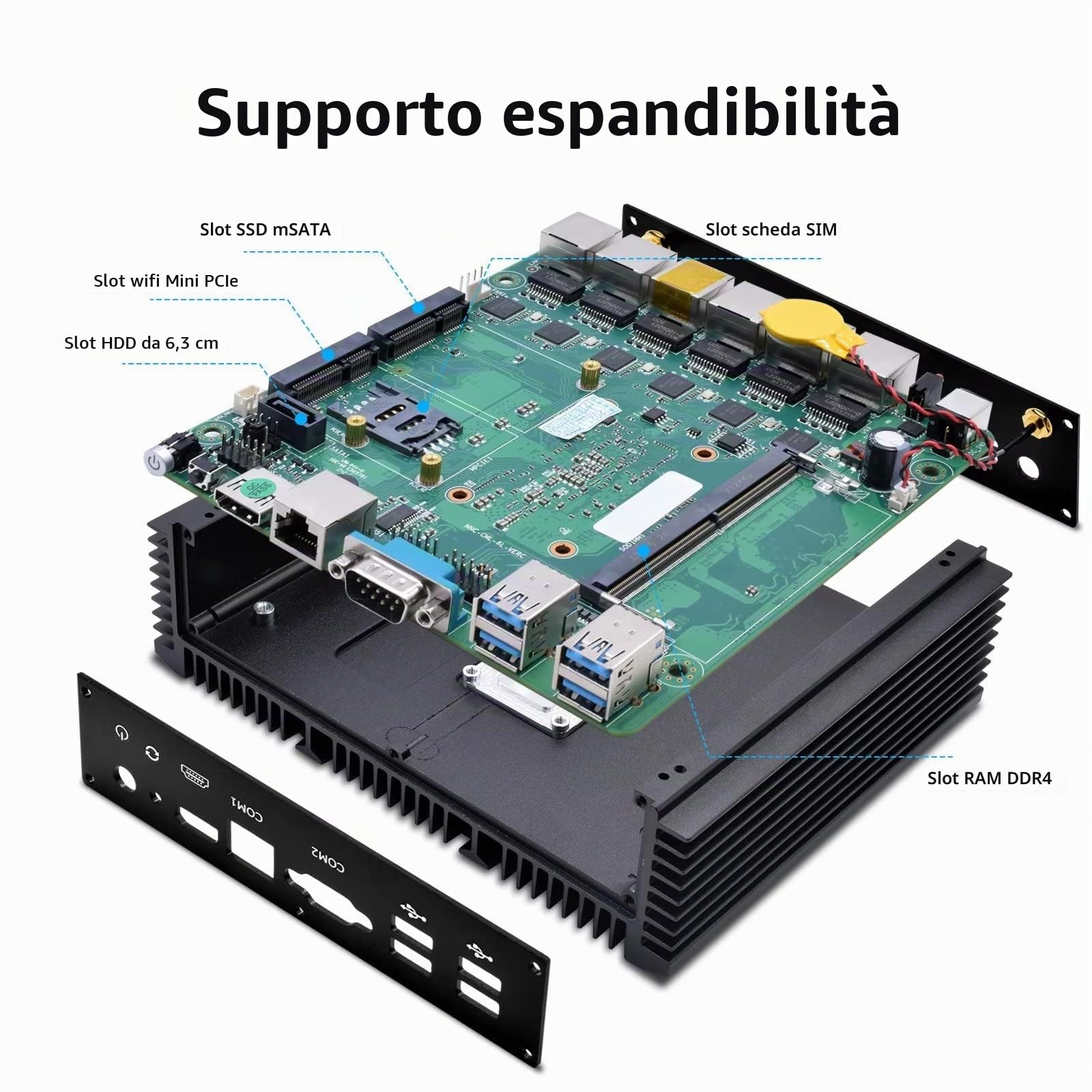 WEIDIAN Firewall PC Micro Appliance 2.5G, Fanless Computer 6 x 2.5GbE I225-V Port, Industrial PC Core i5-8260U, HD, USB3.0, WiFi, SIM Slot, RS232 COM, RJ45 COM, OPNsense (8GB RAM 128GB SSD)