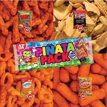 Bocadeli Pinata Pack, Assorted Chips, Variety Pack, Salvadoran Snacks, 12 Pack