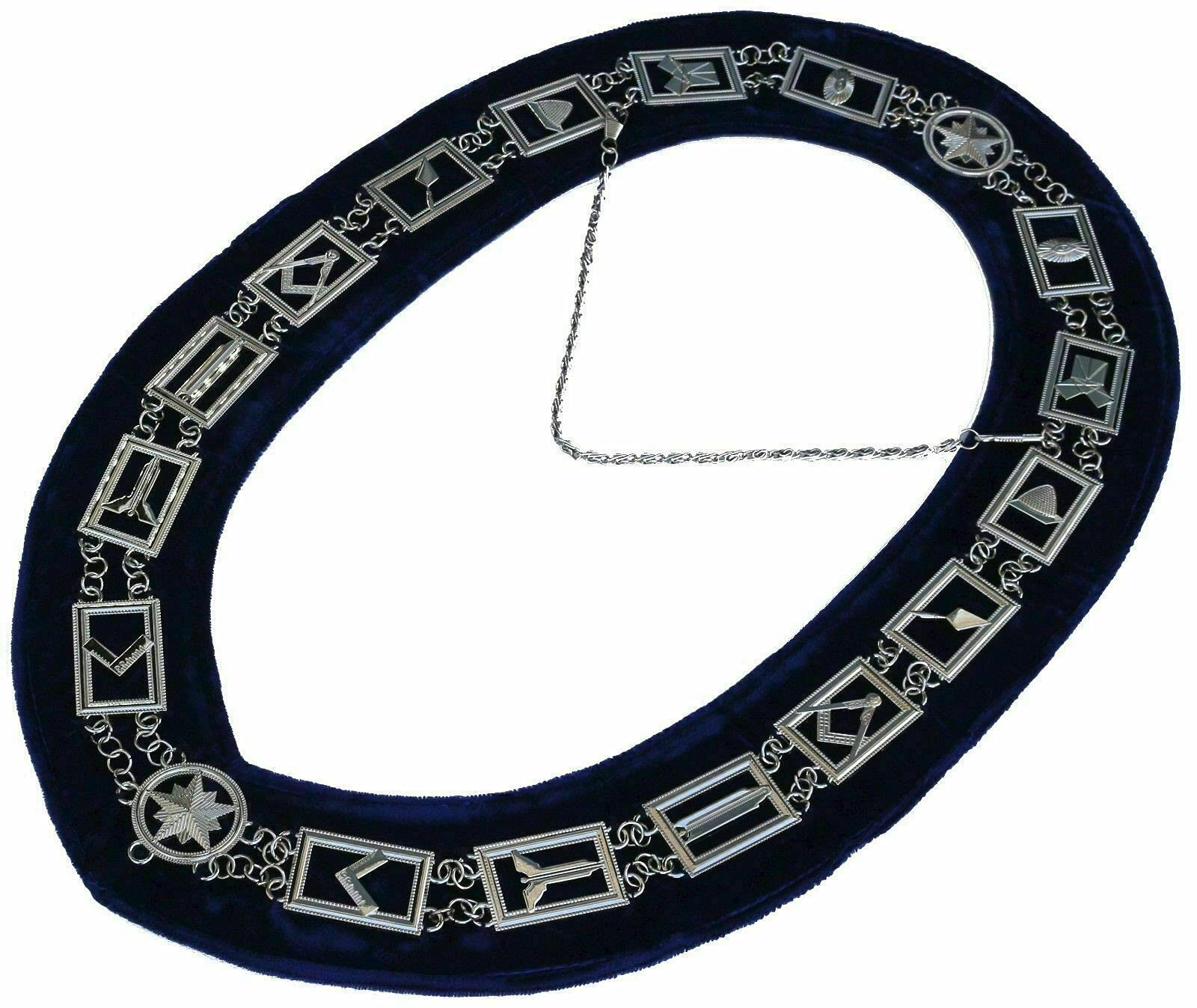CraftX MASONIC REGALIA MASTER MASON BLUE LODGE SILVER METAL 12 CHAIN COLLAR
