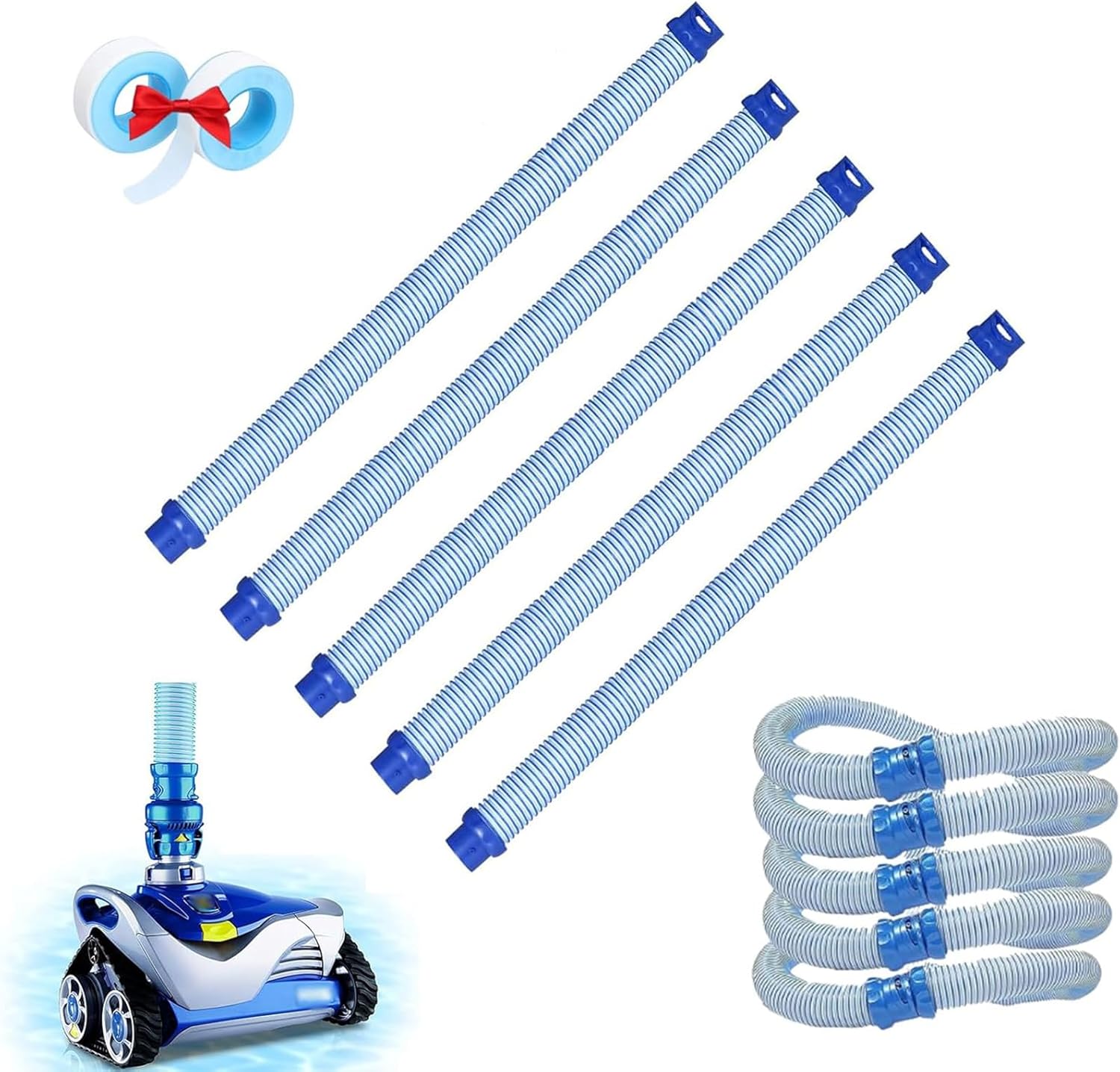 5 Pack Pool Cleaner Hose Replacement for Zodiac MX6 MX8 T3 T5 X7, 39 Inch Twist Lock Pool Cleaner Hose, Heavy Duty Leak-Proof Swimming Pool Hose Kit (5pcs)