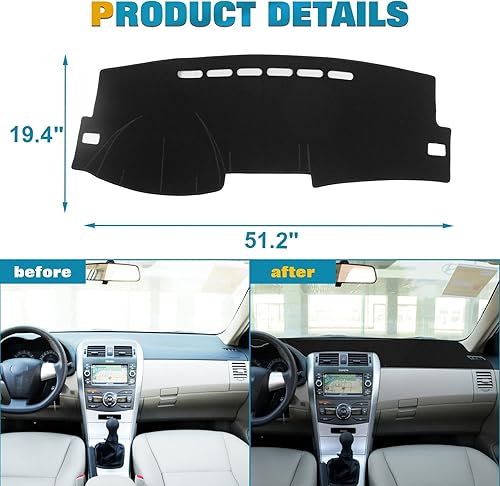 Miniatura 4 de x xotic tech Alfombrilla para consola central para tablero de instrumentos precortada, antideslizante, protector solar antirreflejos, cubierta