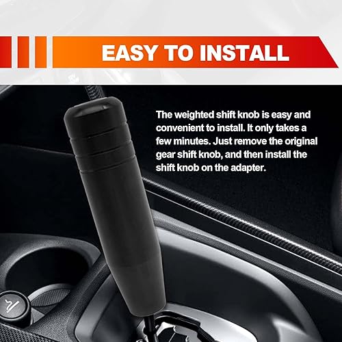 Miniatura 5 de Paquete de 1 pomos de palanca de cambios de metal con 3 adaptadores, mango de palanca de cambios pesado de aleación de aluminio para automóvil,