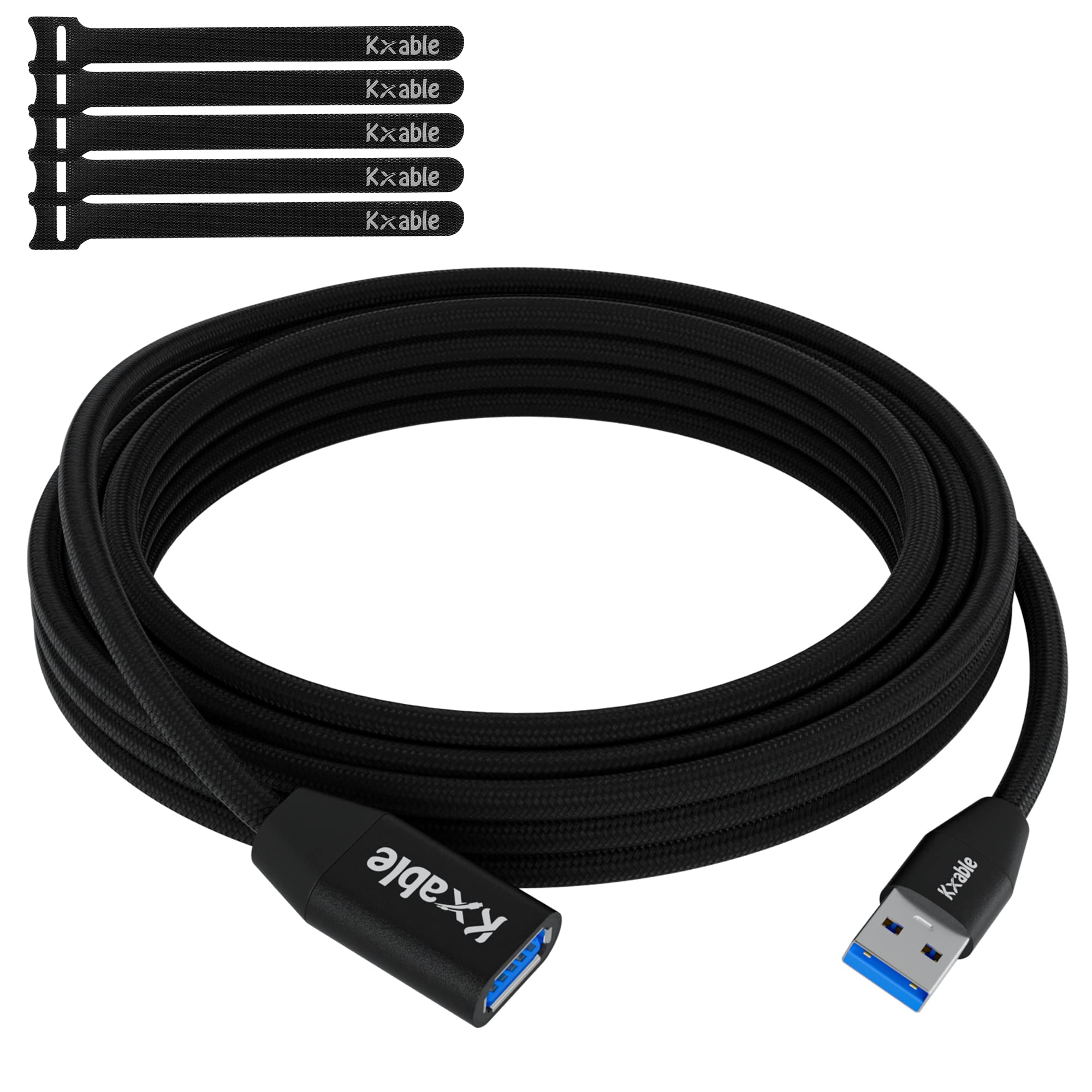 USB 3.0 Verlängerungskabel, 3 m, Typ A Stecker auf Buchse, Verlängerungskabel, Nylon geflochten, 5 Gbit/s Datenübertragung, kompatibel mit Webcam, Kamera, USB-Hub, Flash-Laufwerk, Festplatte