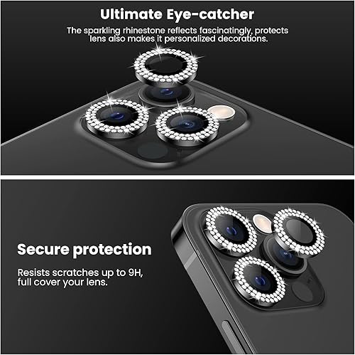 Miniatura 56 de Tensea Protector de lente de cámara para iPhone 14 Pro/iPhone 14 Pro Max, protector de pantalla de vidrio templado 9H, protector de anillo Purpurina