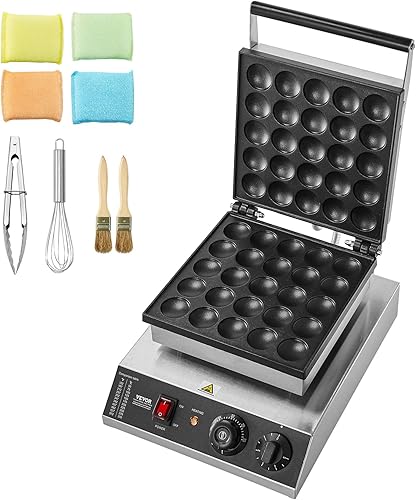 Miniatura 9 de VEVOR Mini máquina holandesa para panqueques, 25 piezas de 1.693 in de diámetro, 1700 W, parrilla eléctrica comercial, acero inoxidable