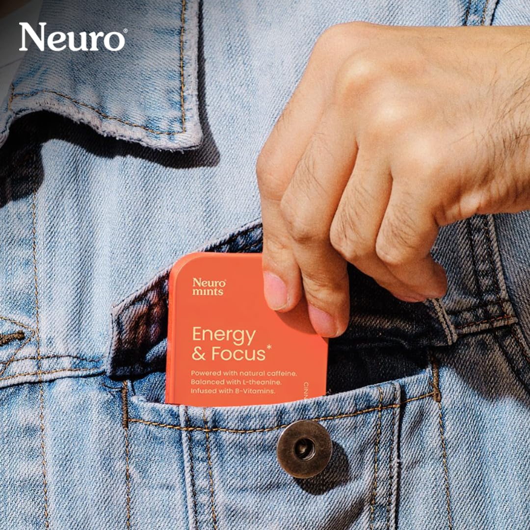 NeuroGum Energy Caffeine Mints - Sugar Free with L-theanine + Natural Caffeine + Vitamin B12 & B6 - Energy & Focus Supplement for Women & Men Vegan, Cinnamon Flavor | Pack of 1 (12 Mints) 3