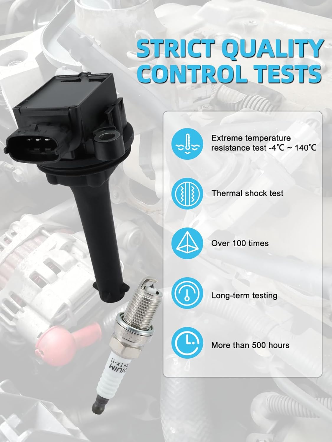 Set of 5 UF341 Ignition Coil Pack & Iridium Spark Plug (2.3L 2.4L 2.5L 2.8L 2.9L) 1999-2007 For Volvo C70 S60 S70 S80 V70 XC70 XC90,Replace # 307134160 221604001 91256016 91256010