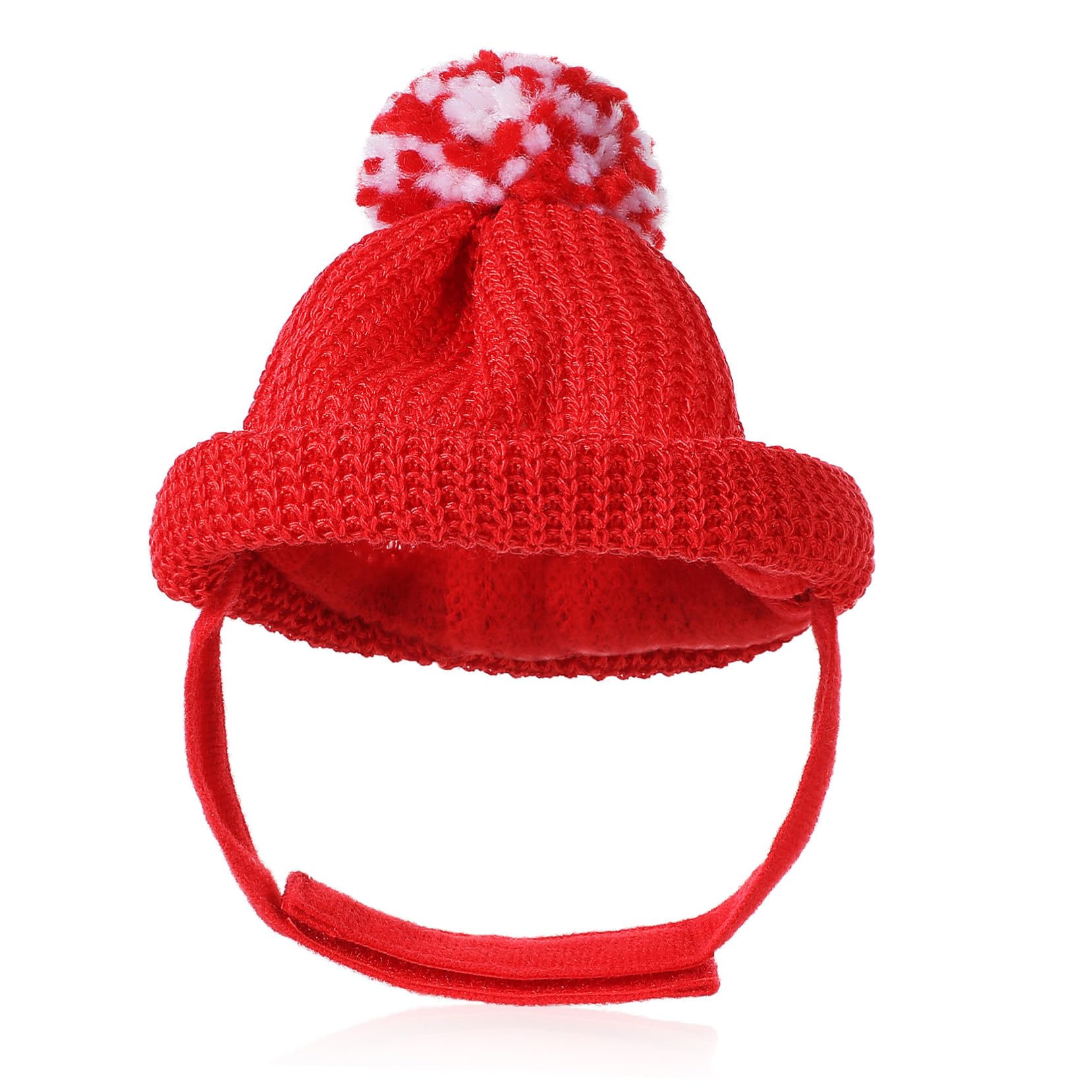 BESPORTBLE PET Christmas Hat Red Wool Knitted Santa Hat with Ear Holes Adjustable Sticker Closure for Cats Dogs Puppies Kittens Winter Parties Photo Shoots