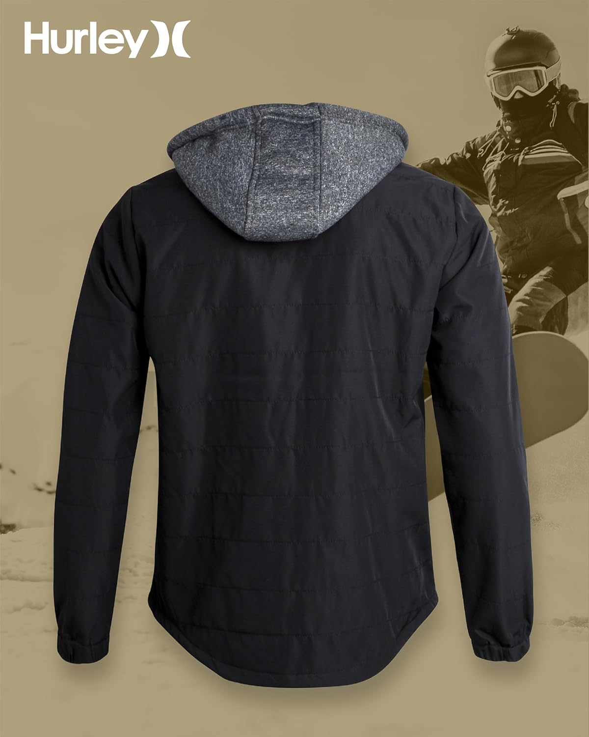 Hurley Men's Voyager Jacket - Warm Insulated Fleece Jacket with Cozy Sherpa Lining - Lightweight Hooded Jacket for Men (S-XL) - Image 2