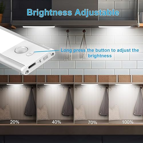 Miniatura 4 de Iluminación para debajo del gabinete, luz con sensor de movimiento para interiores, luces LED regulables, luz de armario, magnética, luz inalámbrica