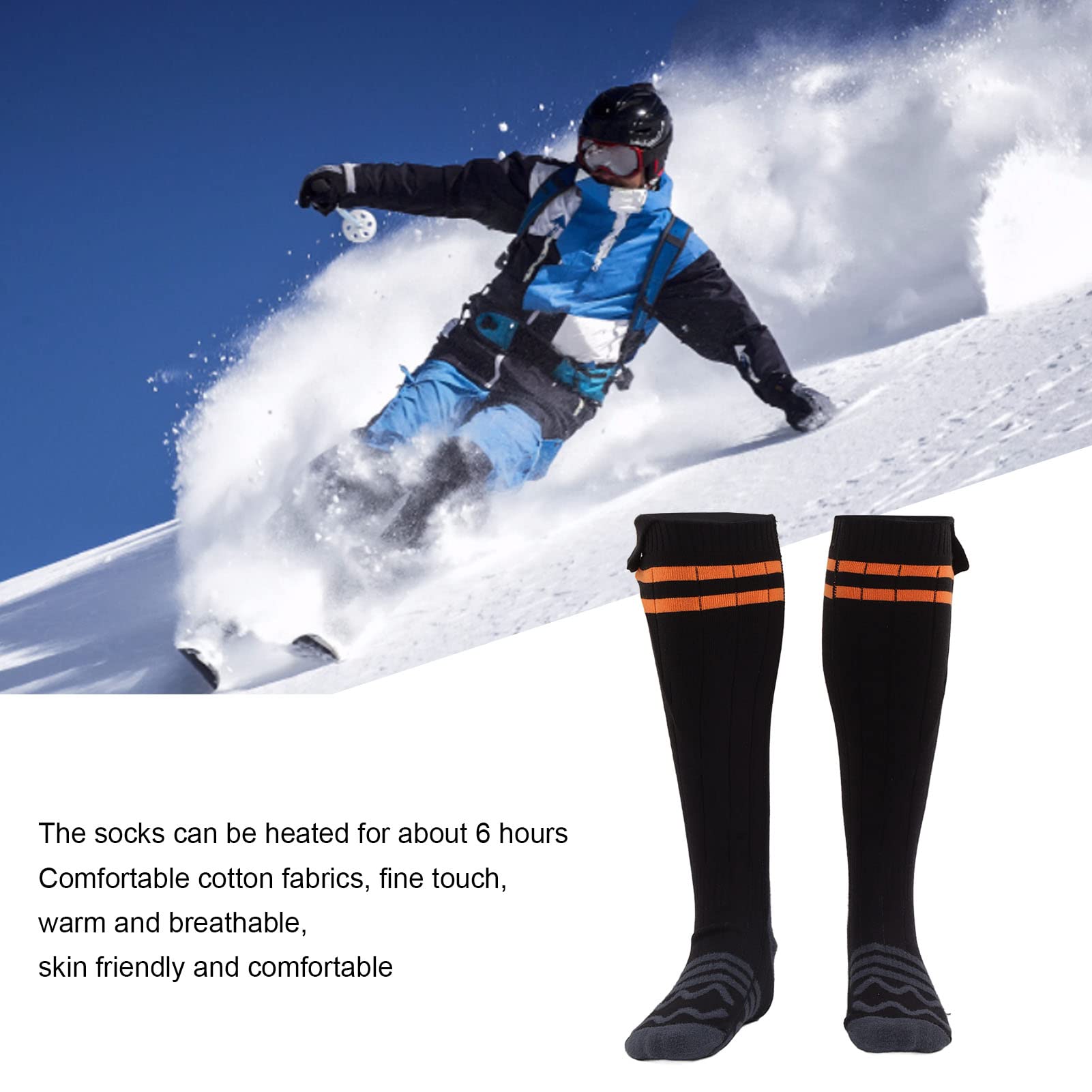 Chaussettes Chaudes d'hiver Semelles complètes Chaussettes chauffées Thermiques pour Hommes Femmes en Plein air Ski de Chasse