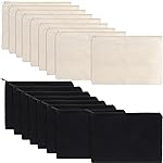 meekoo 16 Pack Canvas Blank Cosmetics Bags Plain Zipper Makeup Pouch Sublimation DIY Craft Multipurpose Toiletry Bag for Makeup Travel Cosmetic Stationary Storage(M,Beige and Black)