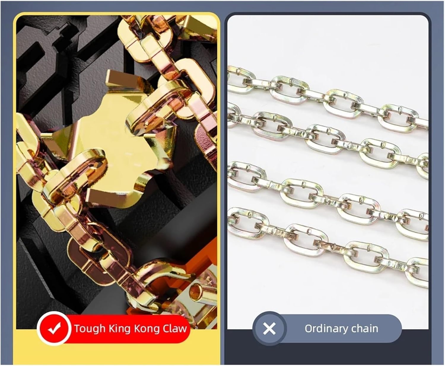 Car -skid Chain Suitable tire size 175mm-255mm Adjustable Car Snow Chains Universal Chain Not Damaging The Tires(1PCS 175-255)