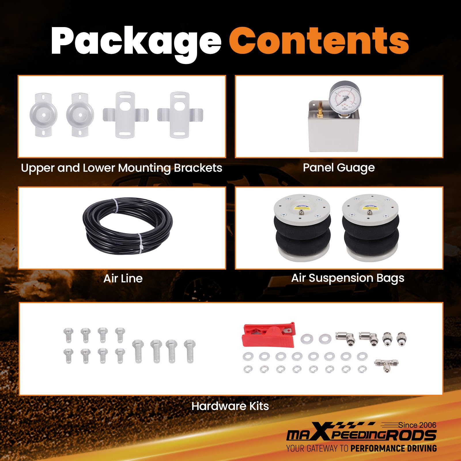 maXpeedingrods Molla d'aria posteriore con misuratore Kit per 1994 – 4000 kg