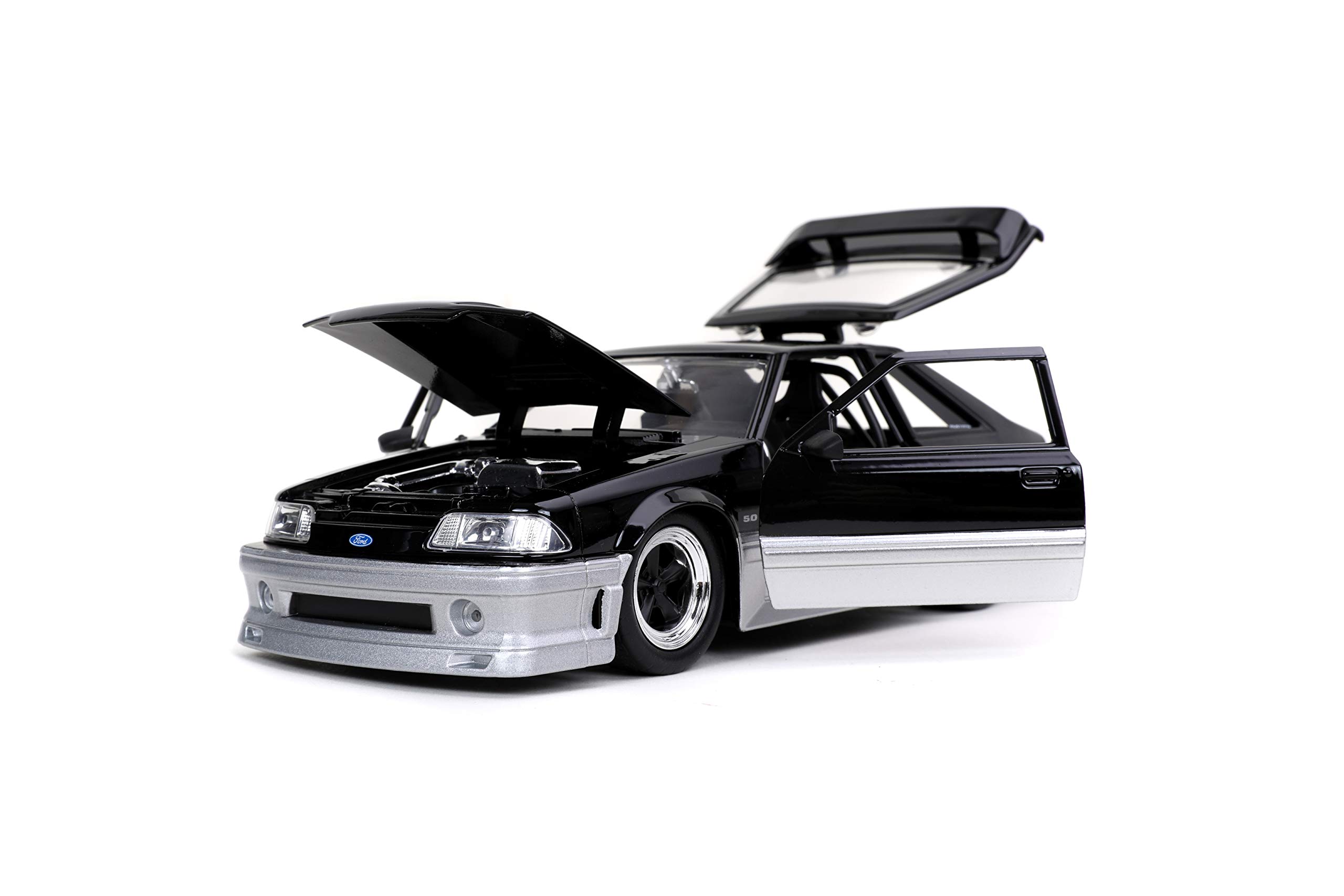 Jada Toys Bigtime Muscle 1:24 1989 Ford Mustang GT - Coche fundido a presión, color blanco, juguetes para niños y adultos