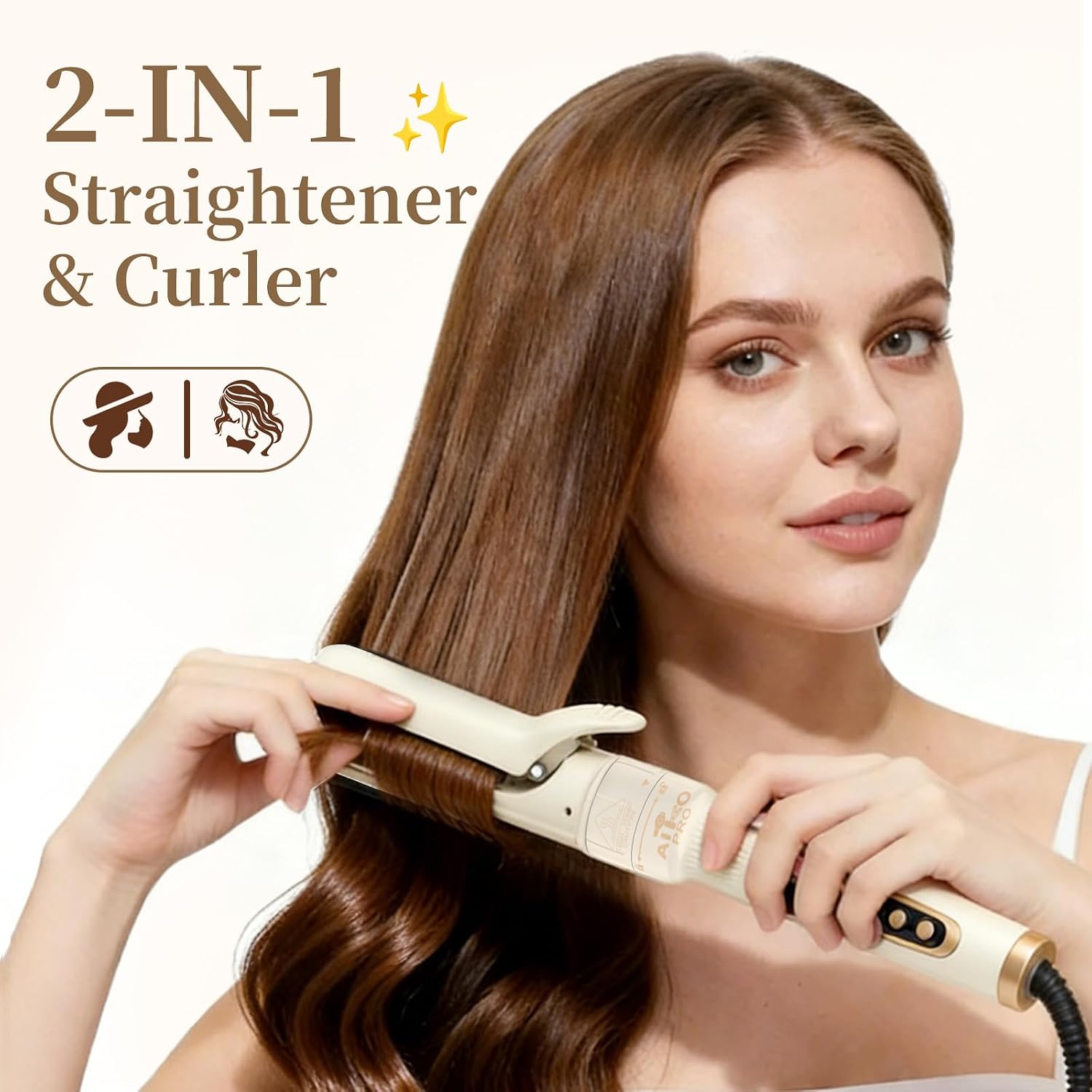 AIKO PRO 6 in 1 Curling Iron Set with Thermal Brush, Hair Straightener, 3 Barrel Hair Crimper, 3 Ceramic Curling Wands (0.35"-1.25"), Fast Heat Up, Dual Voltage with a Glove, Gifts for Women