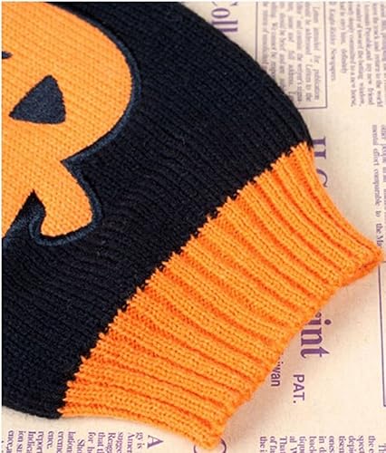 Miniatura 8 de MaruPet Suéter acanalado de dos piernas para perrito de Año Nuevo, prendas de punto, cuello alto, Halloween, calabaza, impreso, chaleco de algodón