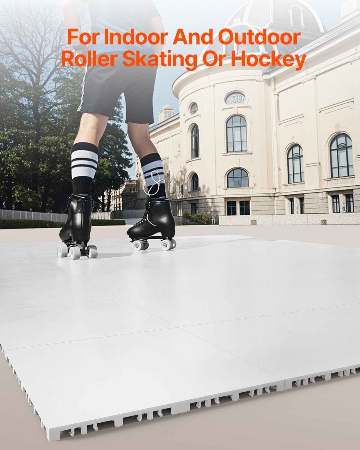 VEVOR Dryland Tiles for Hockey Floor Mat, 12 x 12 in 15 Pcs Interlocking Versatile Training Surface, Dance Floor Tiles, Hockey Training Equipment Board for Shooting (Ash Gray, 15 sq. ft/Box)