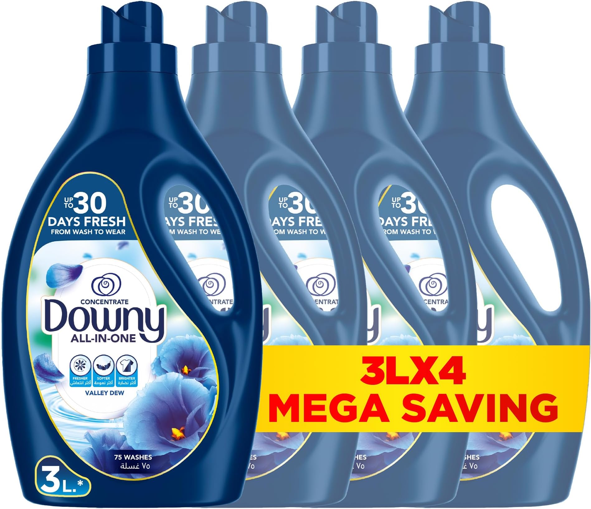 Fabric Conditioner, Concentrate, Valley Dew Variant, Color Protection, More Softness, Longer Lasting Freshness, 3L, Pack of 4