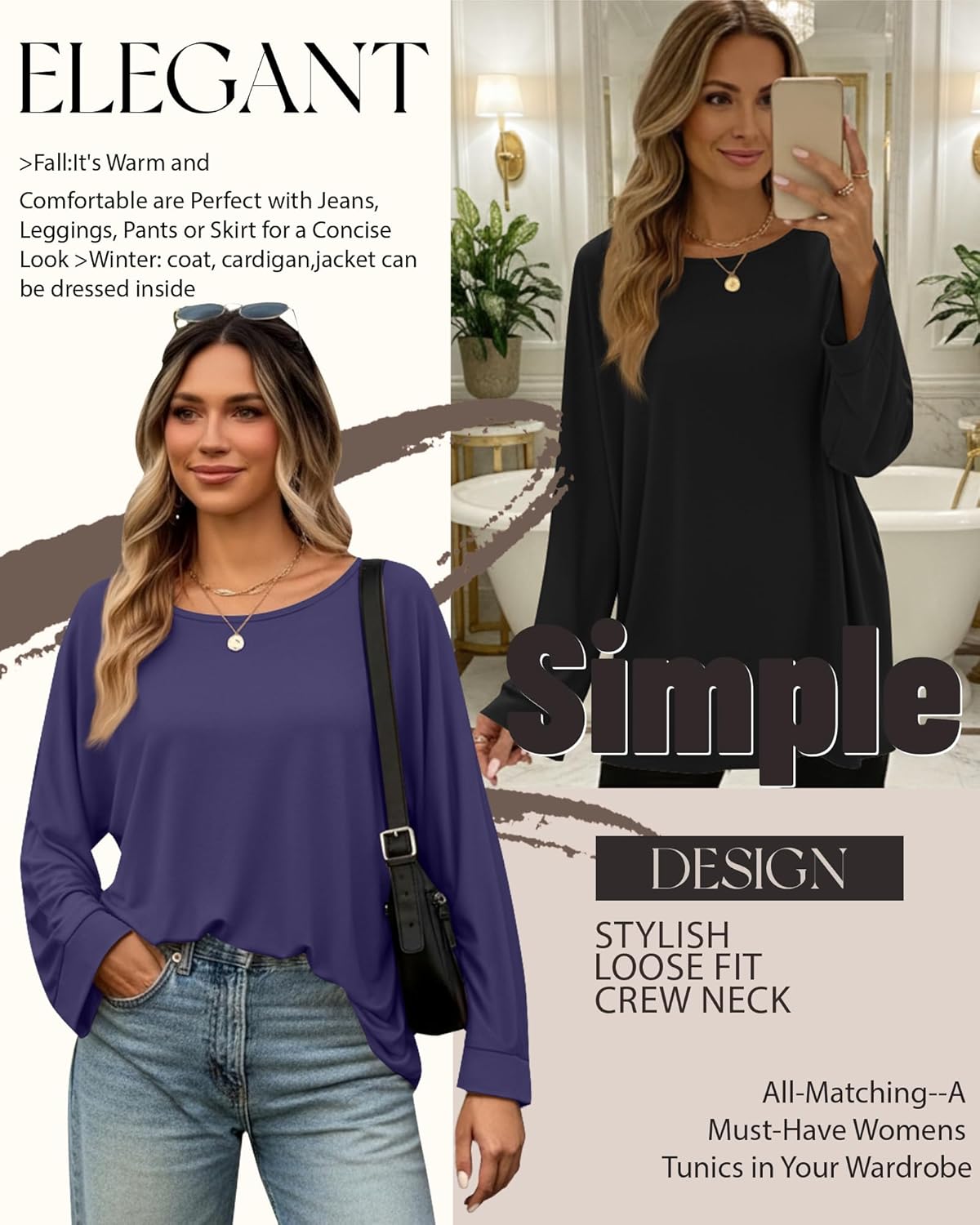 3 Pack Women's Oversized Y2K T-Shirts Crew Neck Long Sleeve Tops Loose Basic Tees Casual Workout Tees 2026 - Image 6