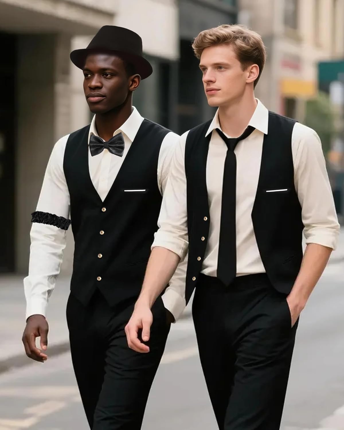 1920s Mens Costume, Roaring 20s Costumes for Men, Fedora Hats for Men 1920S Mens Outfit with Hat, Vest,Pocket Watch - Image 7