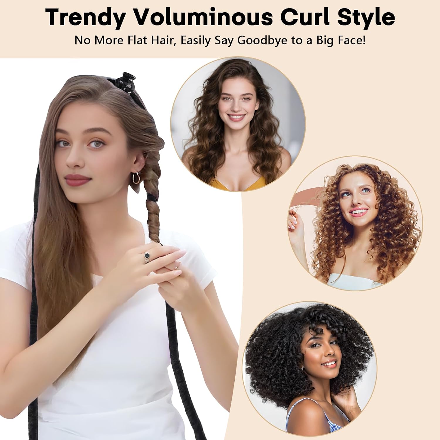 Gwabee Velvet Heatless Curls Overnight Hair Curlers to Sleep In, Overnight Curls Thin Heatless Hair Curler - No Heat Curlers for Long Hair Volume, Heatless Curling Set with Bonnet - Black