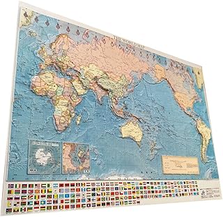 ソウマ PALCCOAT 立体世界地図 3d world map 抗菌加工済み 578mm×820mm 地図 職人が1枚1枚手作業で成型