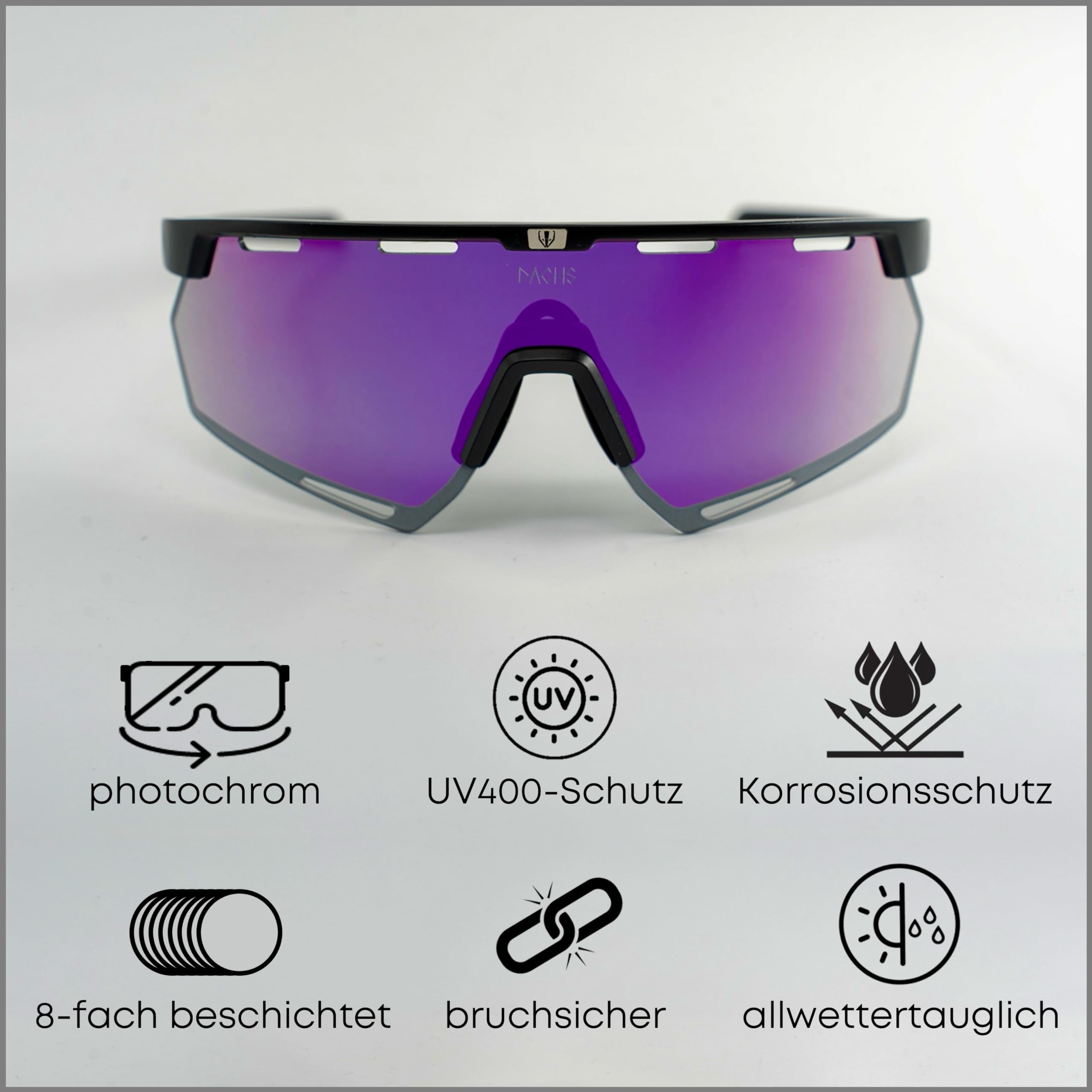 DACHS Carbon fotochromowe rowerowe okulary przeciwsłoneczne, samonośne okulary UV400, ultralekkie, 24 g, ramiona karbonowe