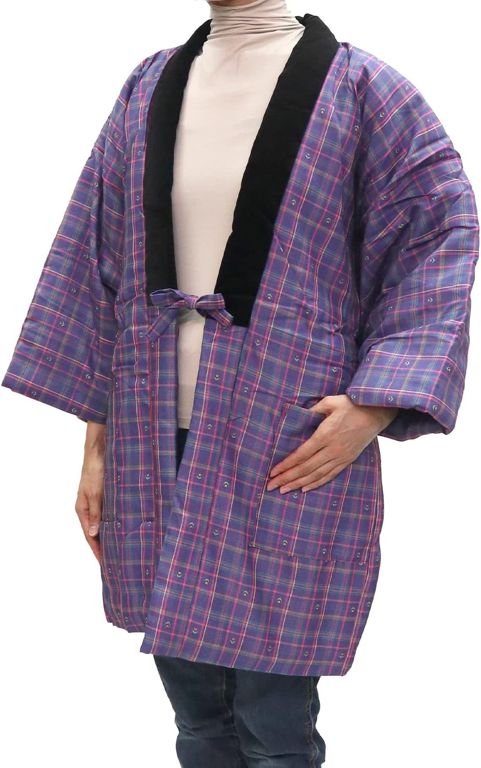 リネン✖️シルク混紡 パッチワーク　中綿ジャケット　半纏　長袖 Amazon | [KOMESICHI COLLECTION] [米七] はんてん 大きいサイズ