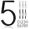 5" Stainless Steel Floating House Number, Metal Modern House Numbers, Mailbox Decor Number with Nail Kit, Coated Black, 911 Visibility Signage (5)