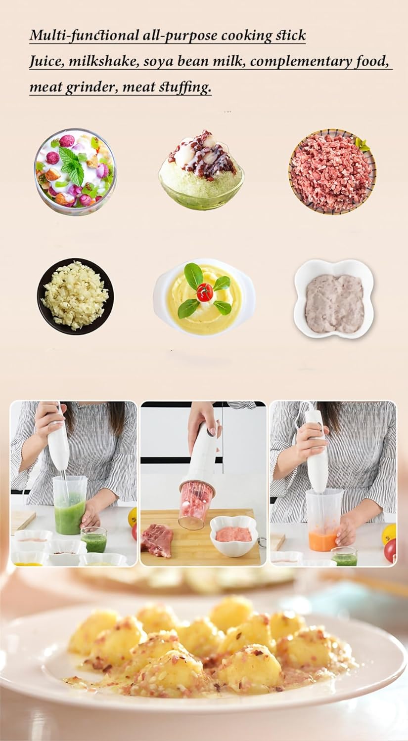 Hand Blender 150W Electric Stick Blender For Kitchen, Speed Stick Blender With Chopper And Measuring Cup, Cooking Stick For Baby Food Smoothies Soup (Color : B)