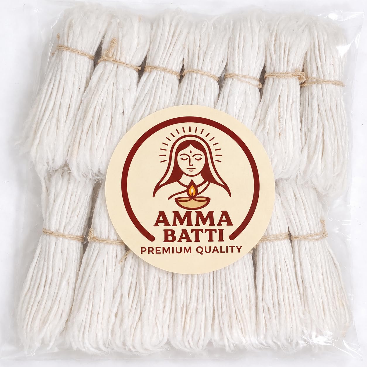 2 Inch Cotton Wick – Premium Cotton Diya Batti 1000 Pcs Bulk Pack with Amma Wishing Card | Pure White Rui Batti for Puja | Smokeless Hand Twisted Stiff Fit Wick for Small Diya | Trademark Amma Batti-image-37