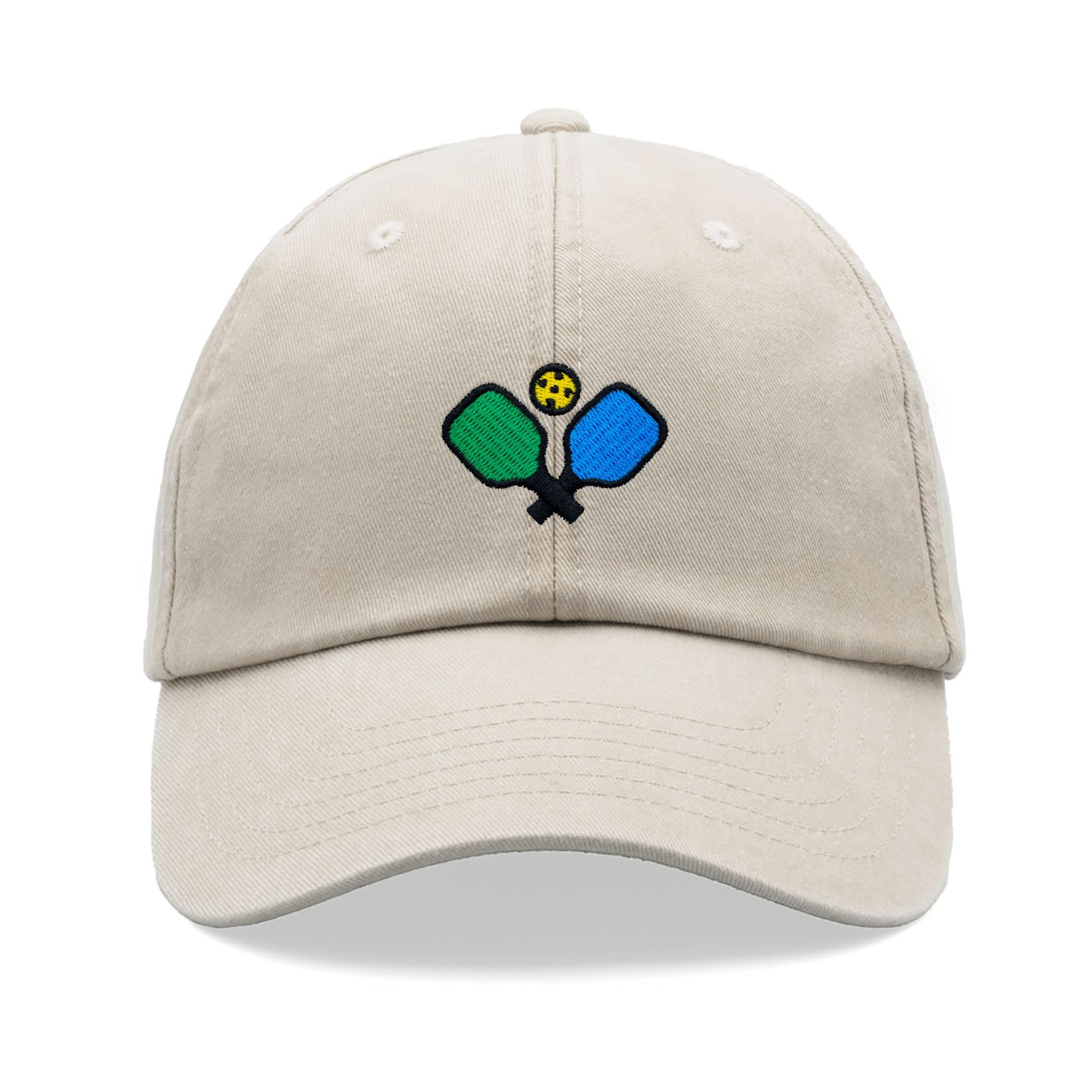 Pickleball Baseball Cap Vintage Washed Unisex Dad Hat Low Profile Adjustable Stone