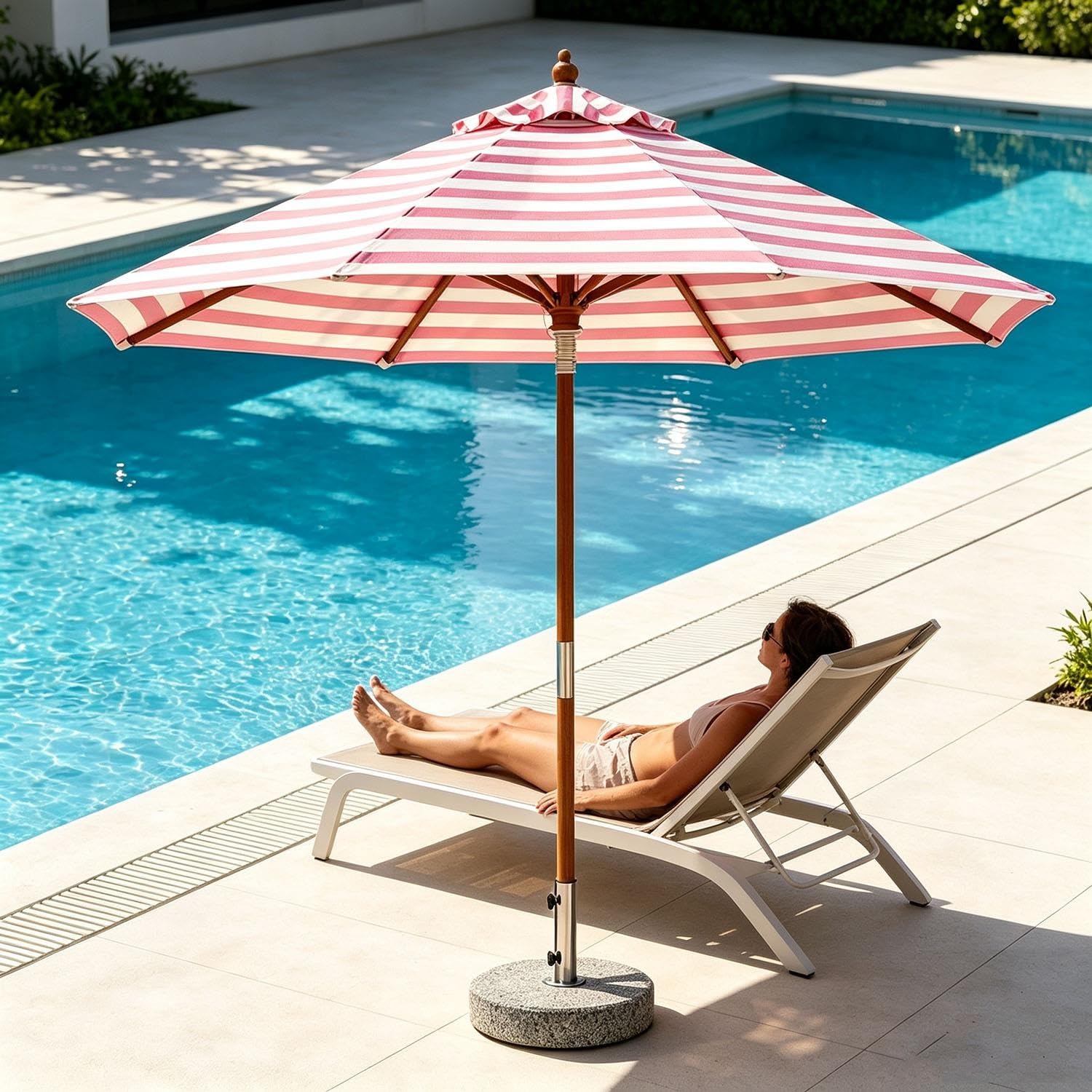 Drewniany parasol ogrodowy o średnicy 270 cm z 8 żebrami, parasol stołowy