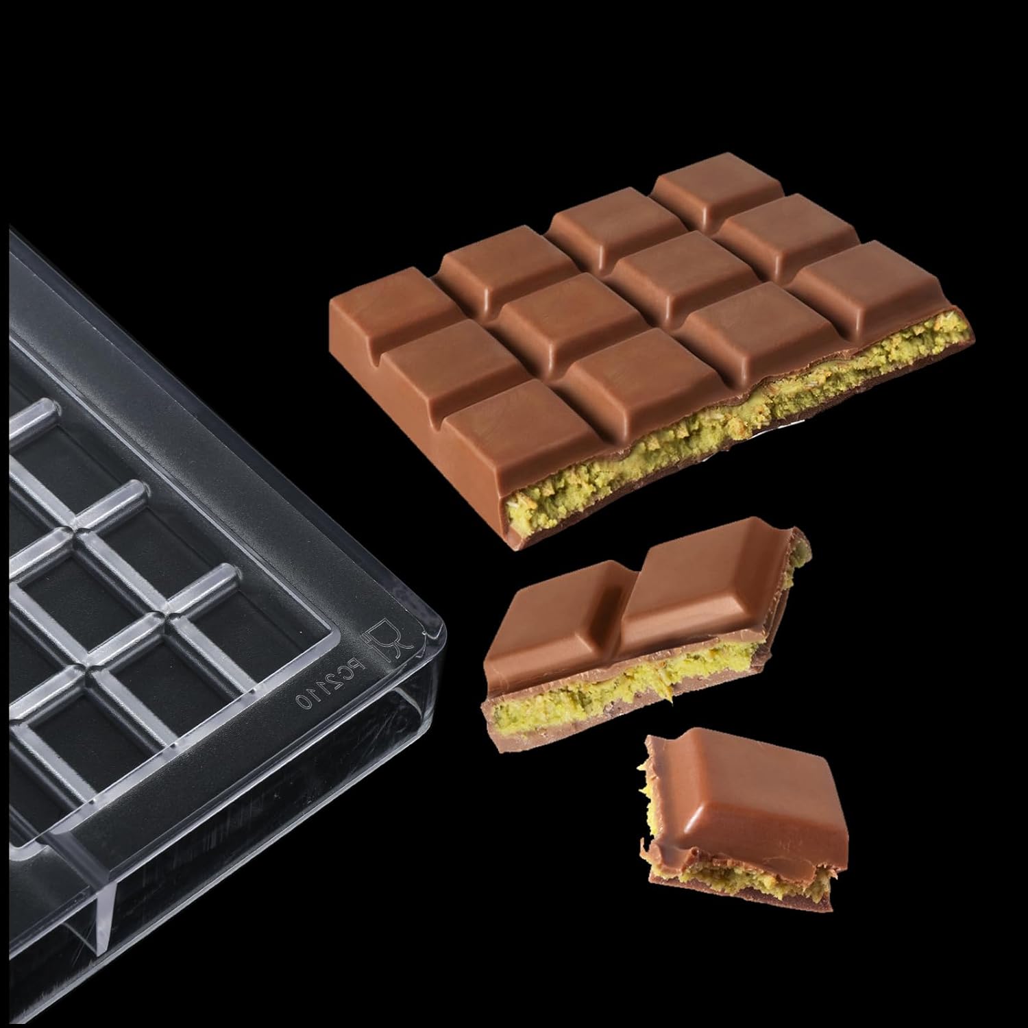 Polycarbonate Mold For Dubai Chocolates Making 3-Cavities Professional Chocolate Bar Mold Filling Break Apart PC Candy Chocolate Bar Mould for Dubai Bars Energy Bar Maker Candy Mould - Image 6