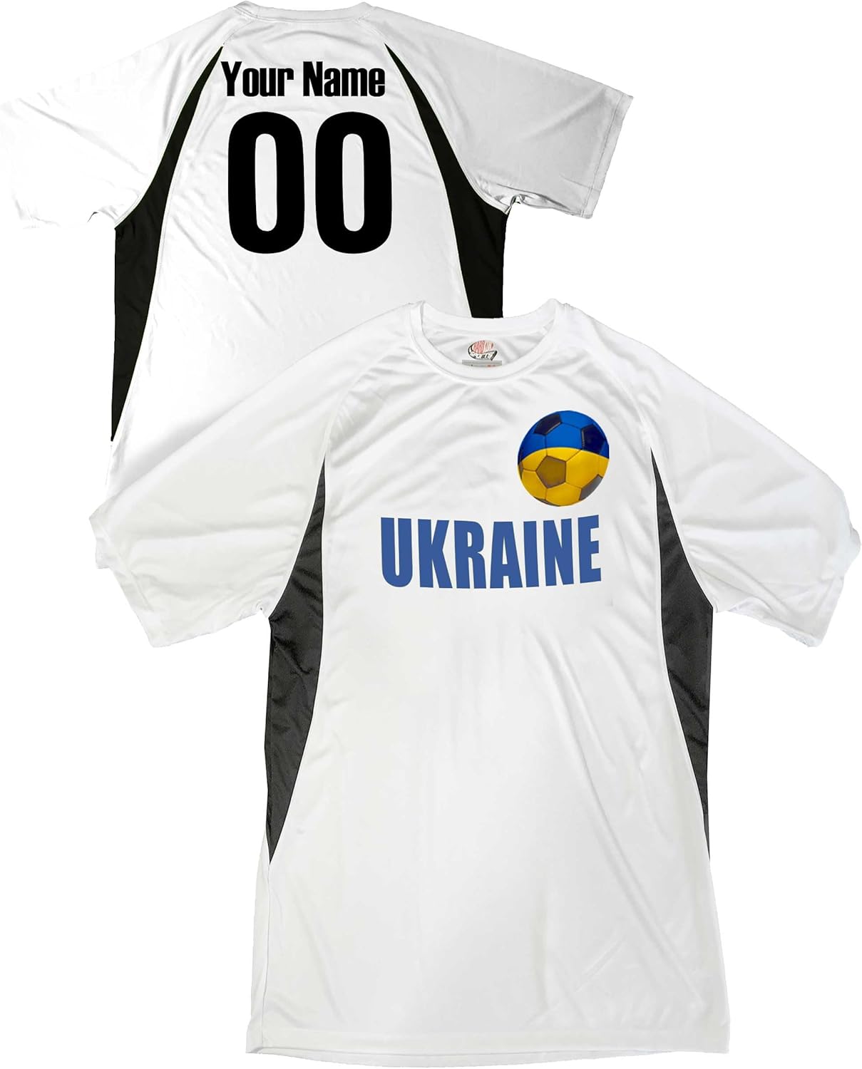 Custom Ukraine Soccer Ball 1 Jersey Youth Small in White and Royal Blue