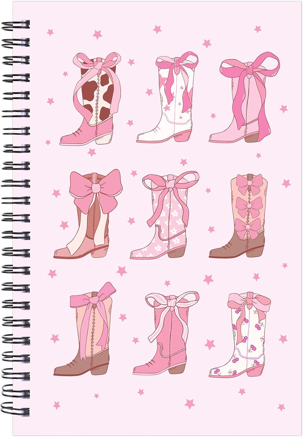 Western Cowgirl Notebook - Cute Spiral Journal Cowgirl Gifts for Women Girls Western Office Supplies Preppy Pink Note Book School Study Stationary for Students 5.5x8.3 Inches