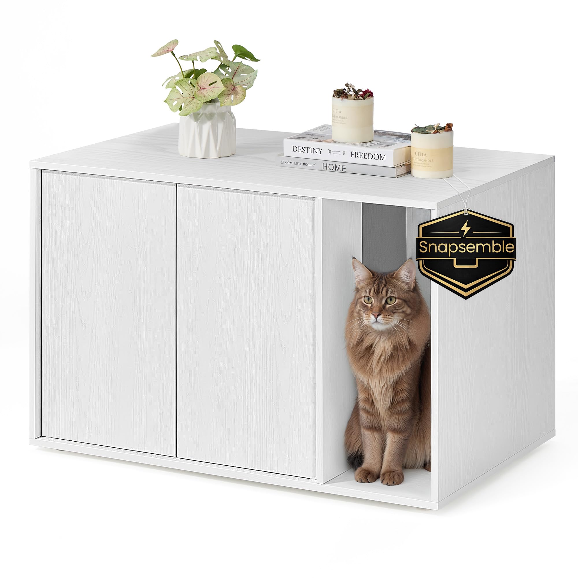 Amazon.com: SONGMICS HOME Cat Litter Box Enclosure, Snapsemble