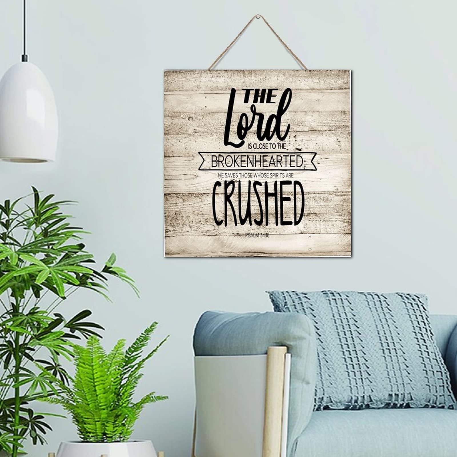 Plaque murale personnalisée en bois biblique 30x30 cm pour décoration de salle de bain