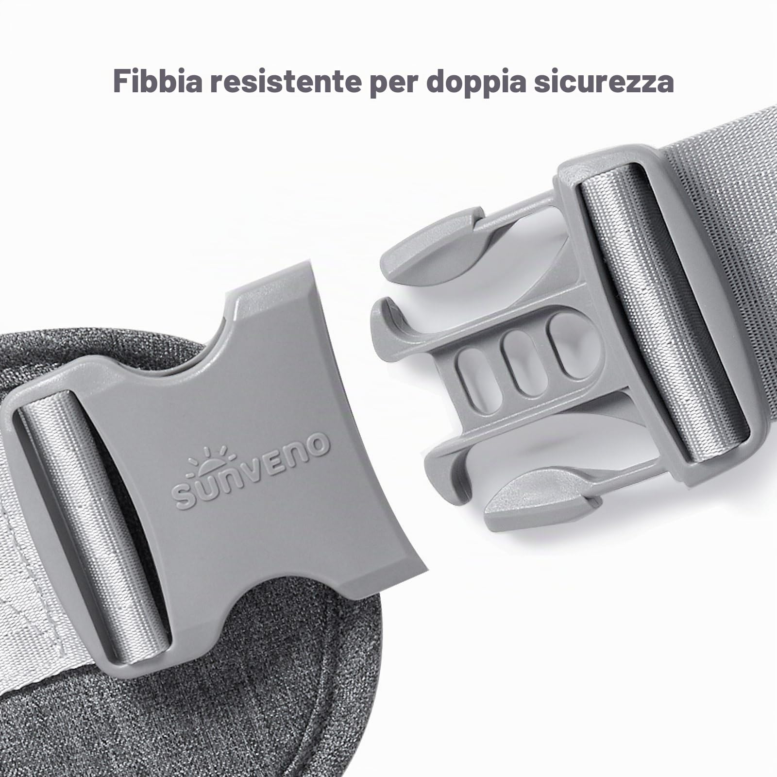 SUNVENO - Seggiolino ergonomico per bambini, con cintura regolabile e tasca, per bambini da 0 a 20 kg（Grigio）