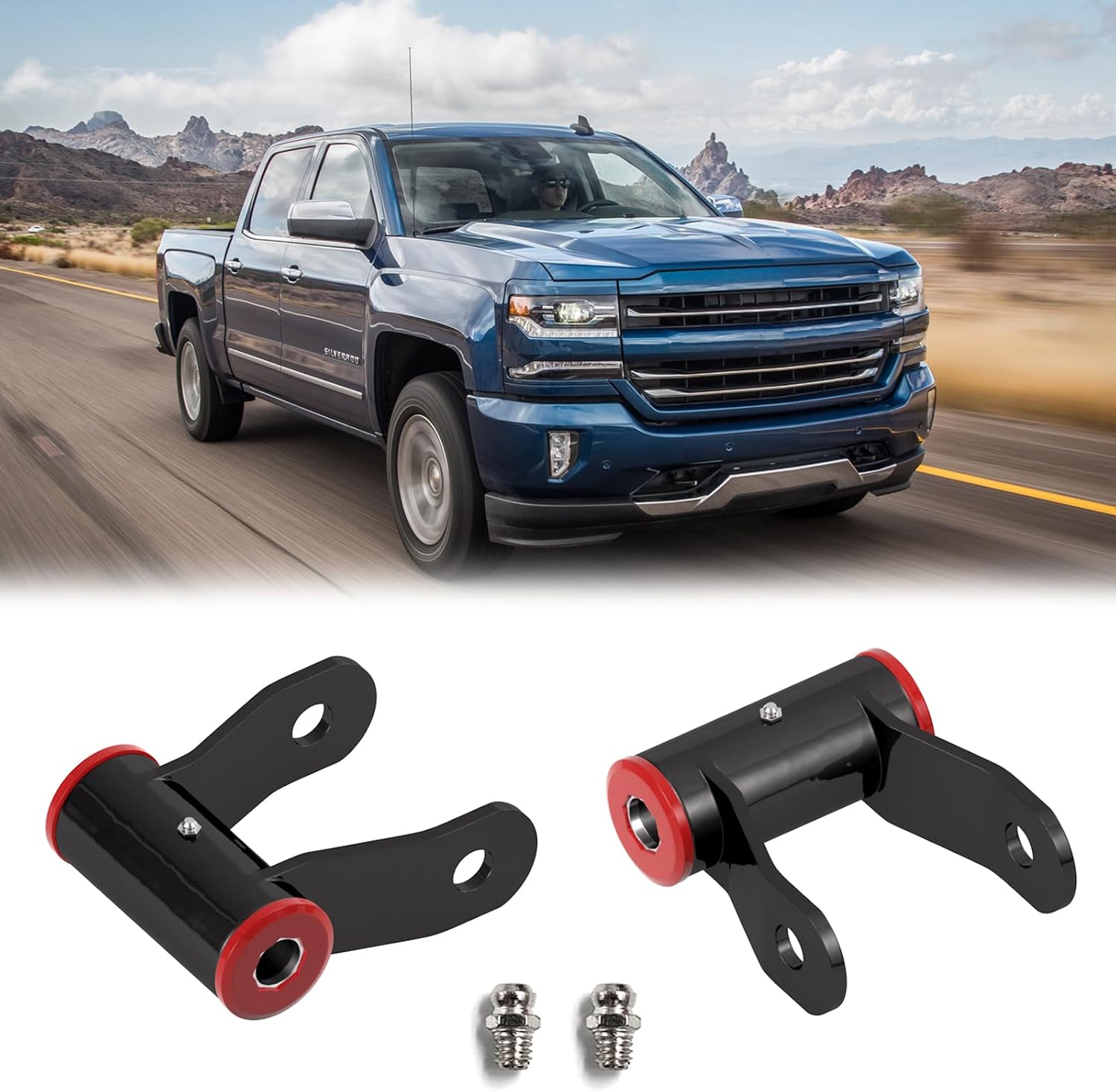 1-1.5" Suspension Rear Lift Leaf Shackle Kit 710515 Compatible with Chevy Silverado 1500 GMC Sierra 1500 2wd 4wd Truck 1988-2018