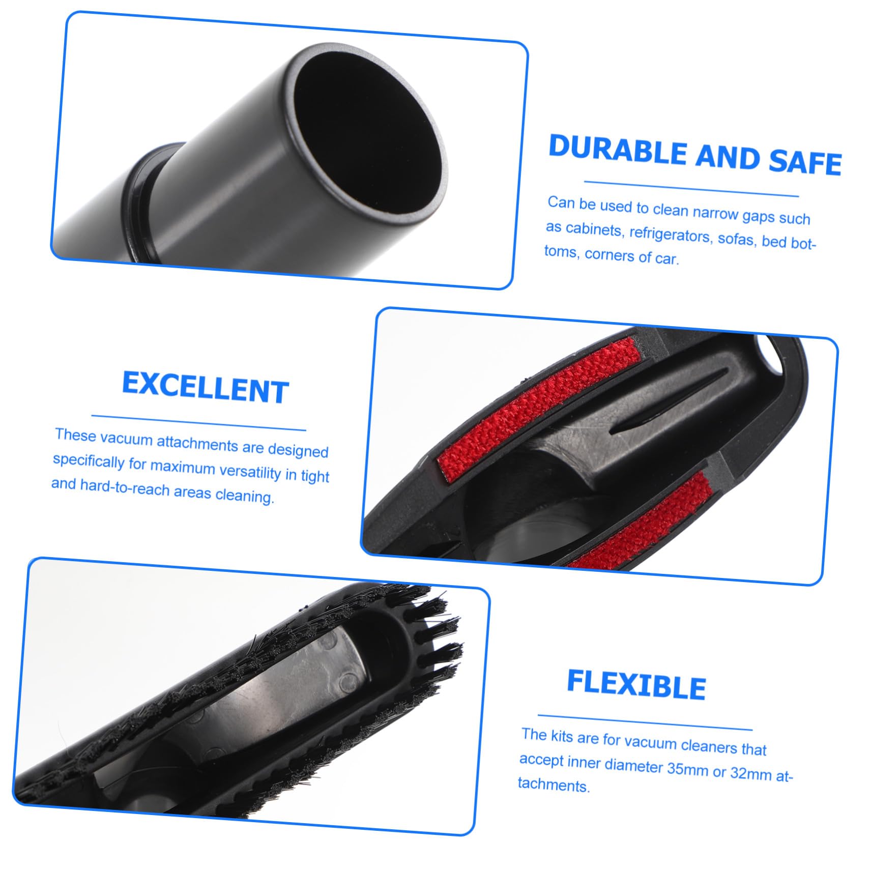 Kit de Accesorios para Aspiradora con Adaptador y Boquilla Flexible para Limpieza de Rincones Cepillo Redondo de Cerdas Naturales para Sofás Escaleras y Espacios Estrechos